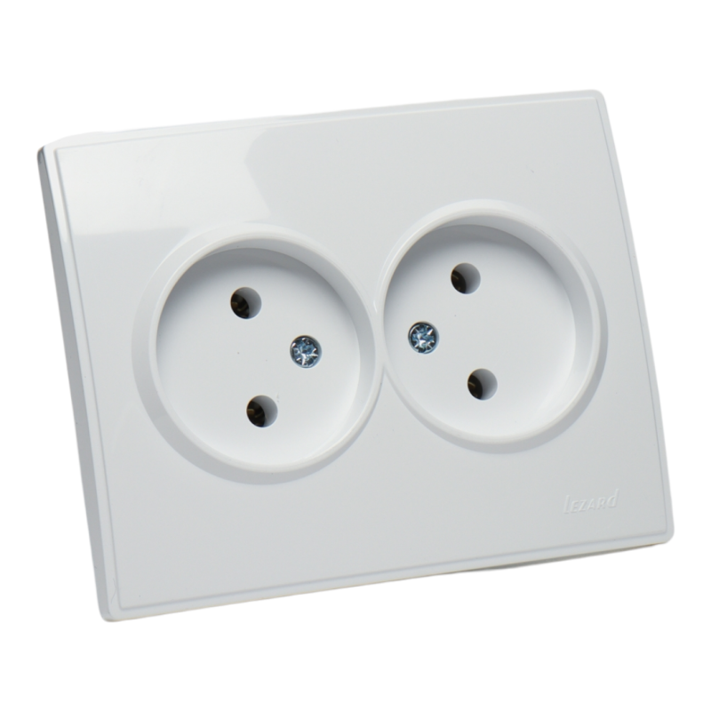 LESYA Розетка подвійна без заземлення біла (1/10шт/120шт)