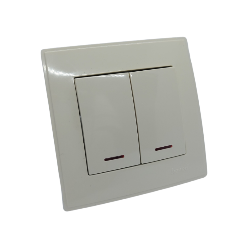 LESYA Вимикач подвійний з підсвіткою крем (1/шт/120шт)