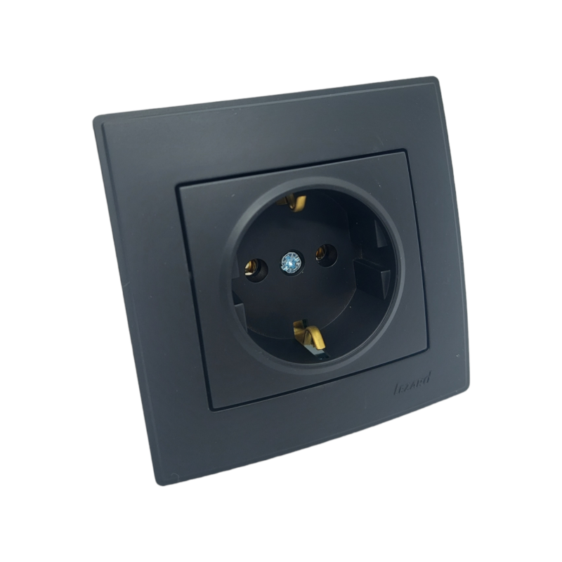 LESYA Розетка із заземленням антрацит (1/10шт/120шт)