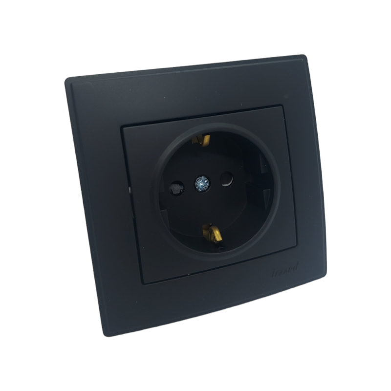 LESYA Розетка з захистом від дітей антрацит (1/10шт/120шт)