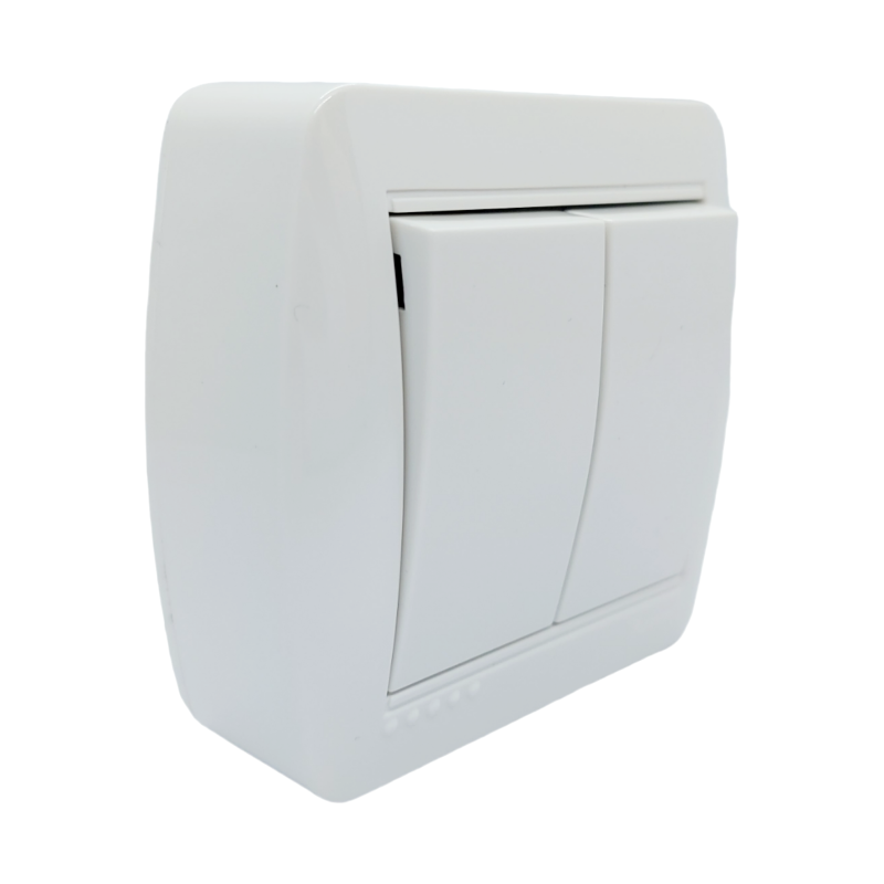 DEMET Вимикач подвійний білий (1/10шт/120шт)