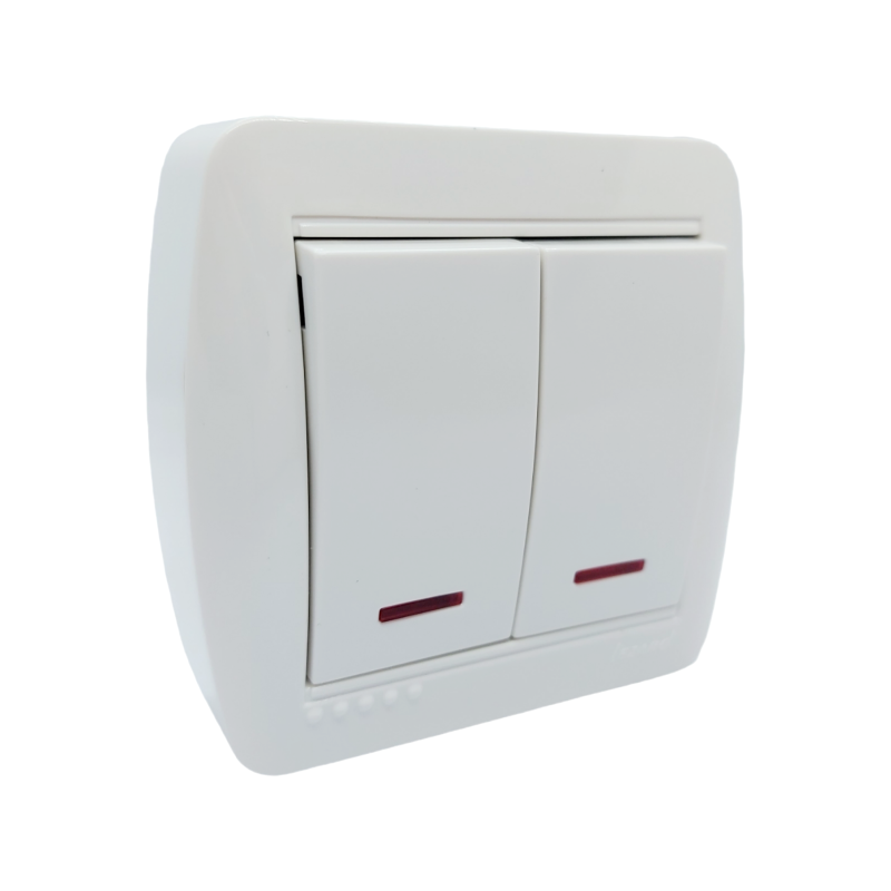 DEMET Вимикач подвійний з підсвіткою білий (1/10шт/120шт)