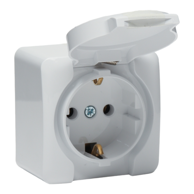 VIOLA Розетка із заземленням з кришкою біла (1/12шт/144шт)