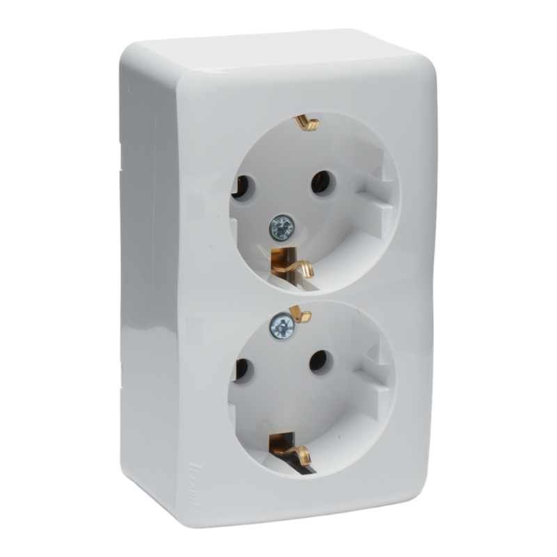VIOLA Розетка подвійна із заземленням біла (1/12шт/144шт)