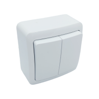 VIOLA Вимикач подвійний  білий (1/12шт/144шт)