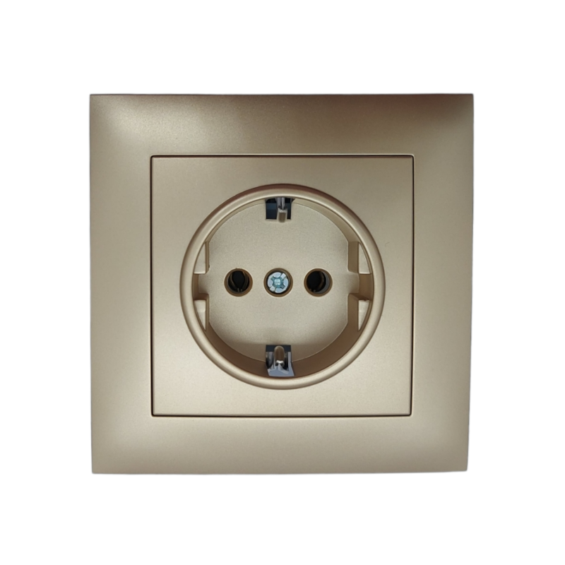 Розетка внутрішня 1-а із заземленням MARSHEL Ideal RS16-479 золото 1/10