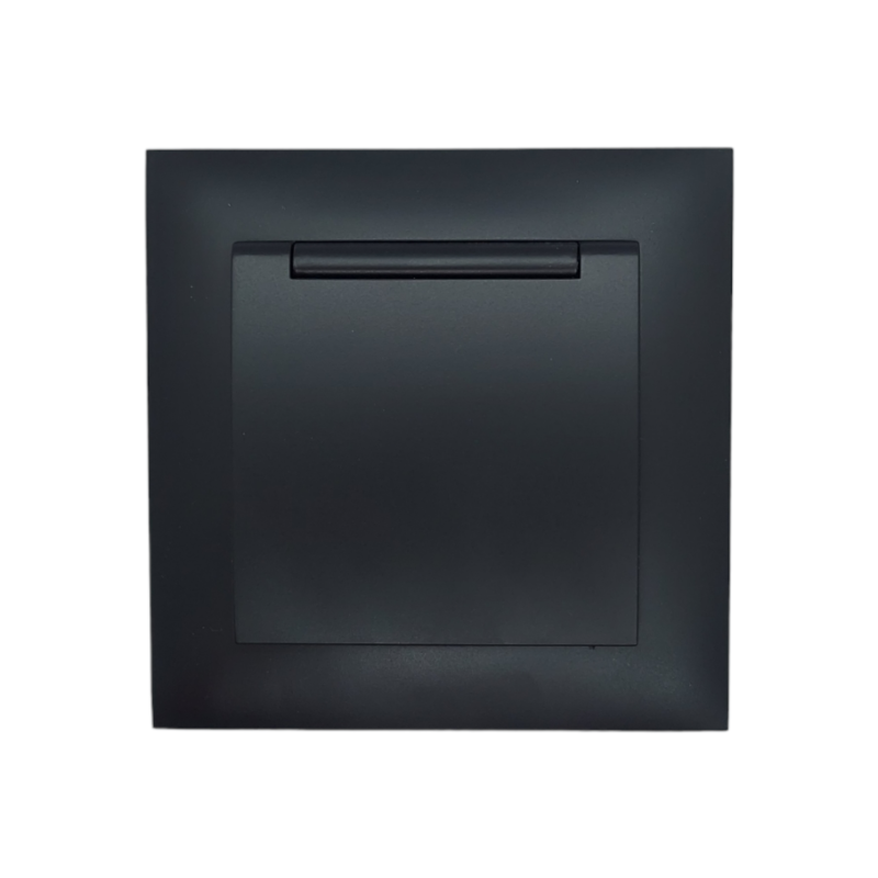 Розетка внутрішня 1-а із заземленням з кришкою MARSHEL Ideal RS16-473 чорний 1/10