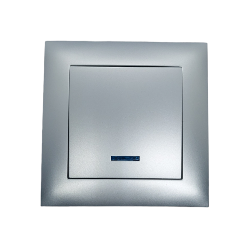 Вимикач внутрішній 1-й з підсвічуванням MARSHEL Ideal VS10-299 срібло 1/10