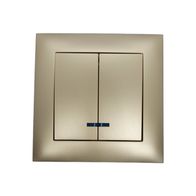 Вимикач внутрішній 2-й з підсвічуванням MARSHEL Ideal VS10-301 золото 1/10