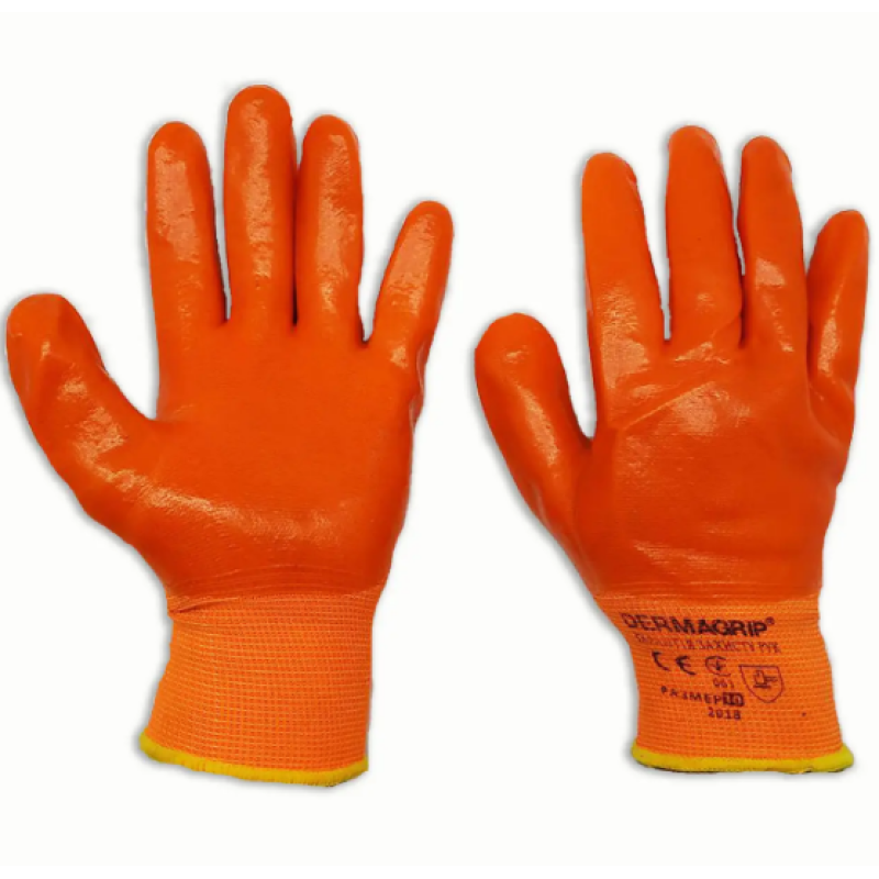 Перчатка DERMAGRIP СТРЕЧ Вампир силіконовий облив помаранчева  12/600