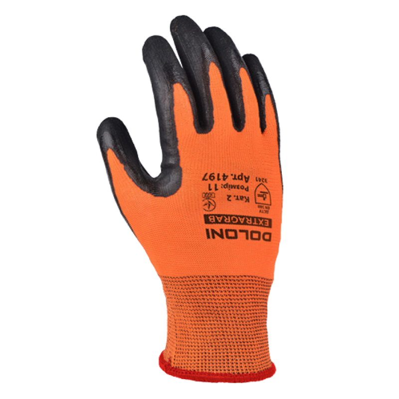 Перчатка Днепр Арт 4197 трикотаж, помаранчевий, нейлон, манжет в'язаний, латекс, неповний облив р.11 