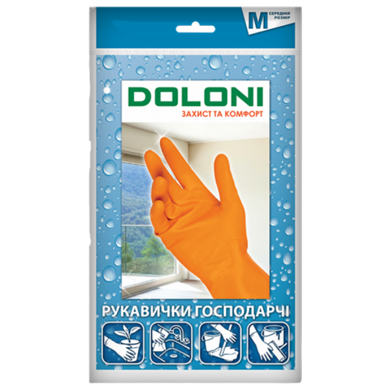 Перчатки універсальні господарські, латексні, розмір М   /12пар