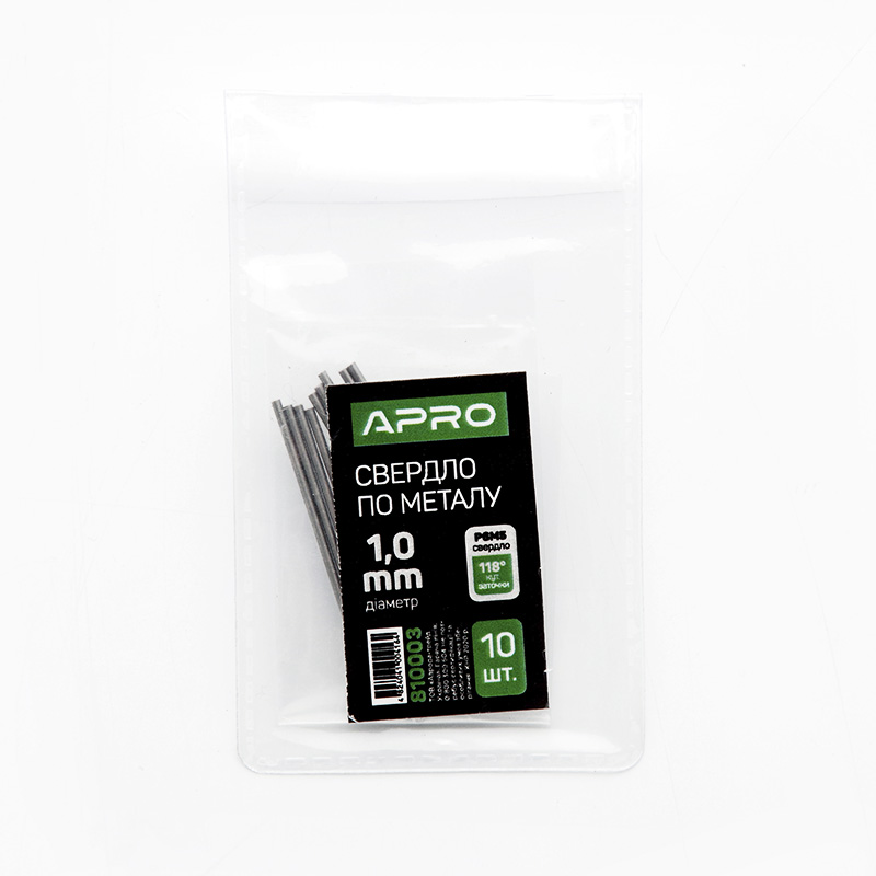 Свердло по металу P6M5 1,0мм Apro  (APRO)  10/
