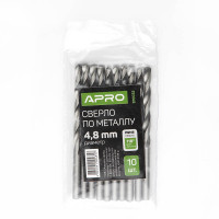 Свердло по металу P6M5 4,8мм Apro  (APRO)  10/