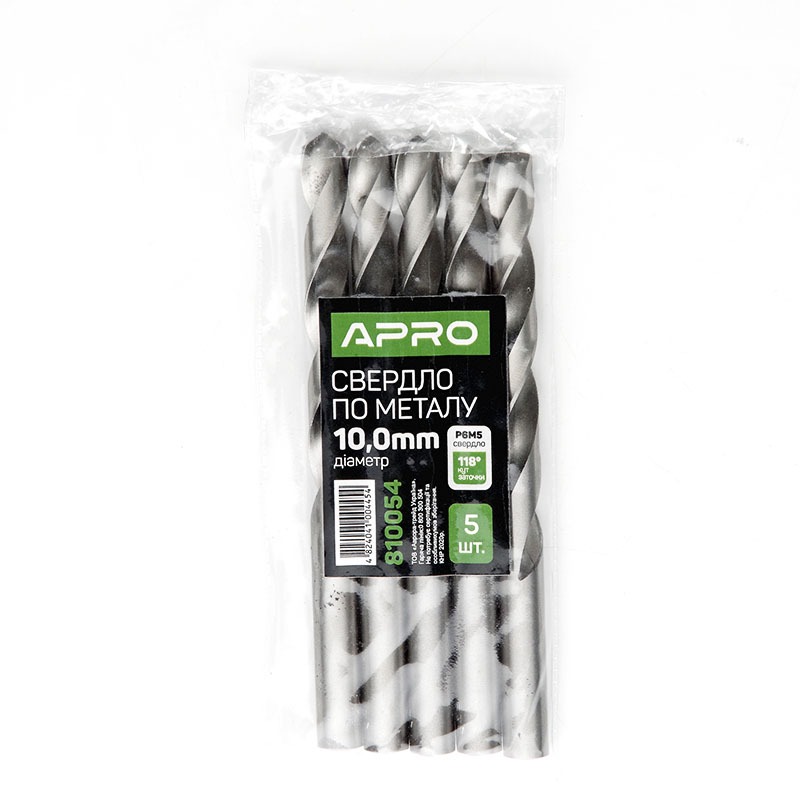Свердло по металу P6M5 10,0мм Apro  (APRO)  5/