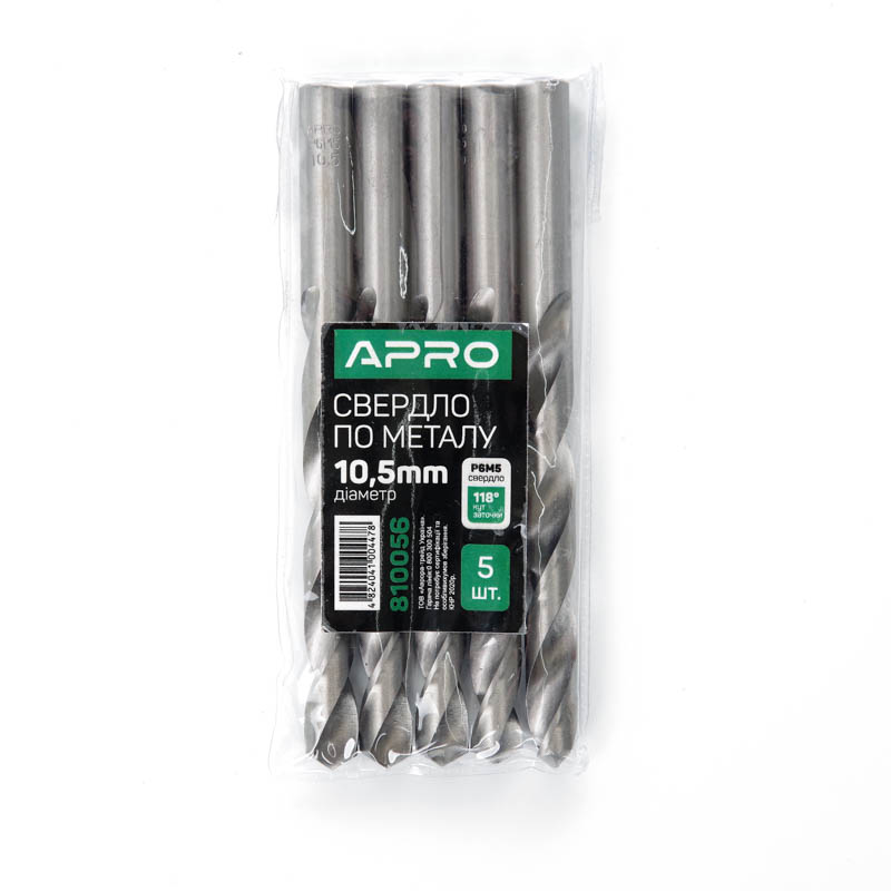 Свердло по металу P6M5 10,5мм Apro  (APRO)  5/