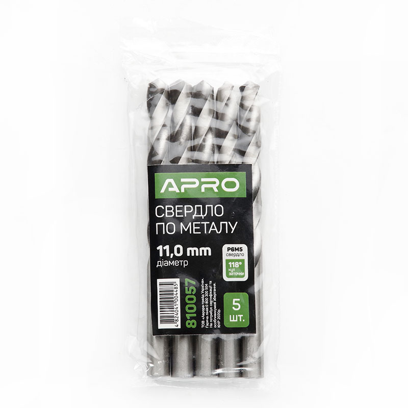 Свердло по металу P6M5 11,0мм Apro  (APRO)  5/