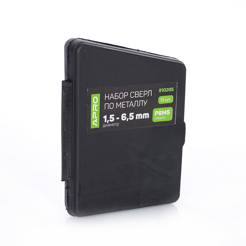 Набор свердел по металу Р6М5 пласт бокс 1,5-6,5мм 13шт Apro  (APRO)