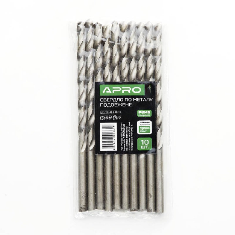 Свердло по металу Р6М5 подовжене 6,0мм Apro  (APRO)  10/