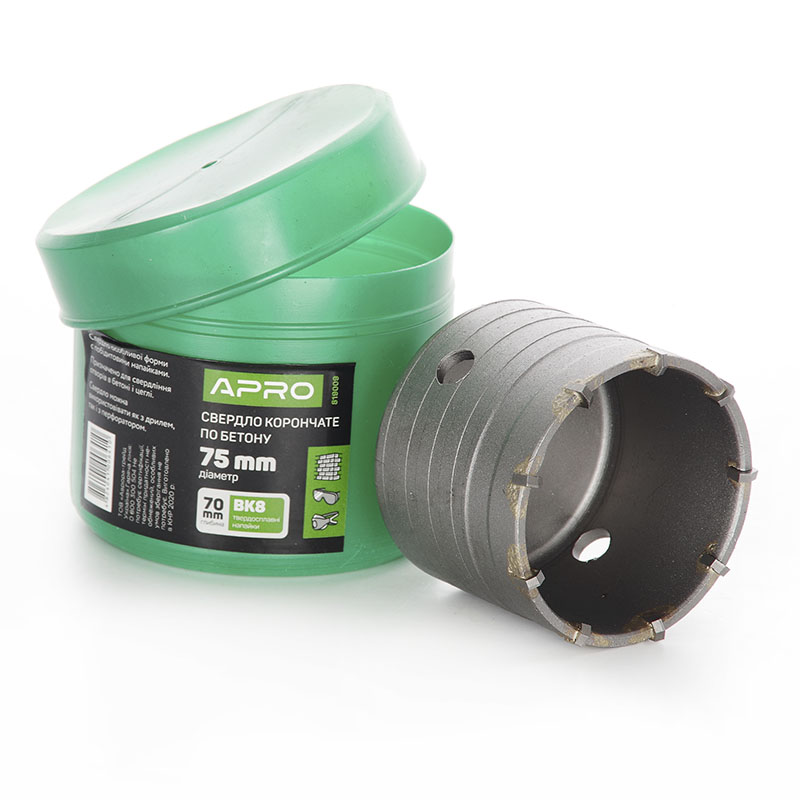 Свердло корончате по бетону 75мм APRO  (APRO)