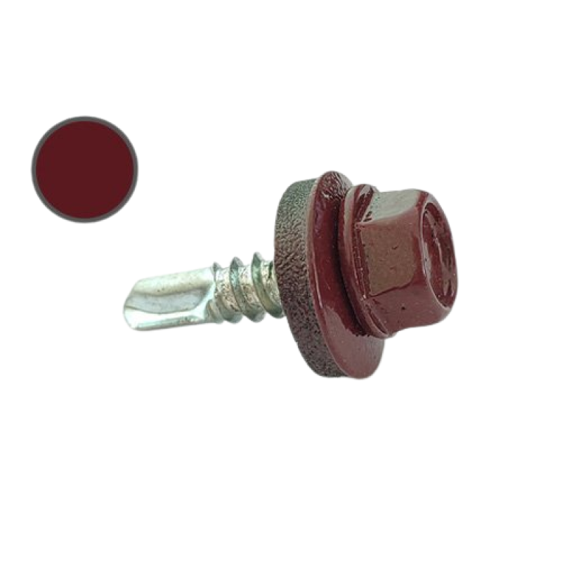 Саморіз з шест. гол. з шайб. EPDM 4,8*19 DIN 7504K RAL 3005 зі св. по мет. (пач. 50 шт.)