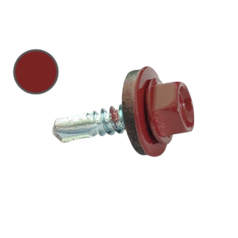 Саморіз з шест. гол. з шайб. EPDM 4,8*19 DIN 7504K RAL 3011 зі св. по мет. (пач. 50 шт.)