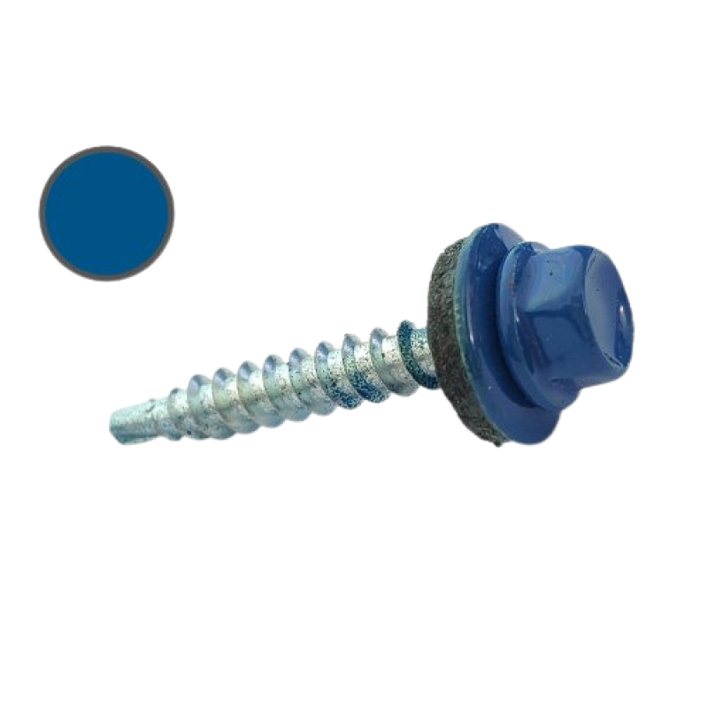 Саморіз з шест. гол. з шайб. EPDM 4,8*35 DIN 7504K RAL 5005 зі св. по дер. (пач. 50 шт.)