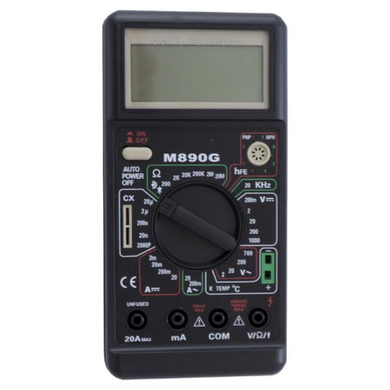 Тестер 890 G M LCD, 170*85мм, пластиковий футляр, A, V, R, тест діодів, зумер, температура