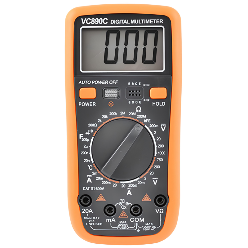 Тестер 890 C VC LCD, 170*85мм, пластиковий футляр, A, V, R, тест діодів, зумер, температура