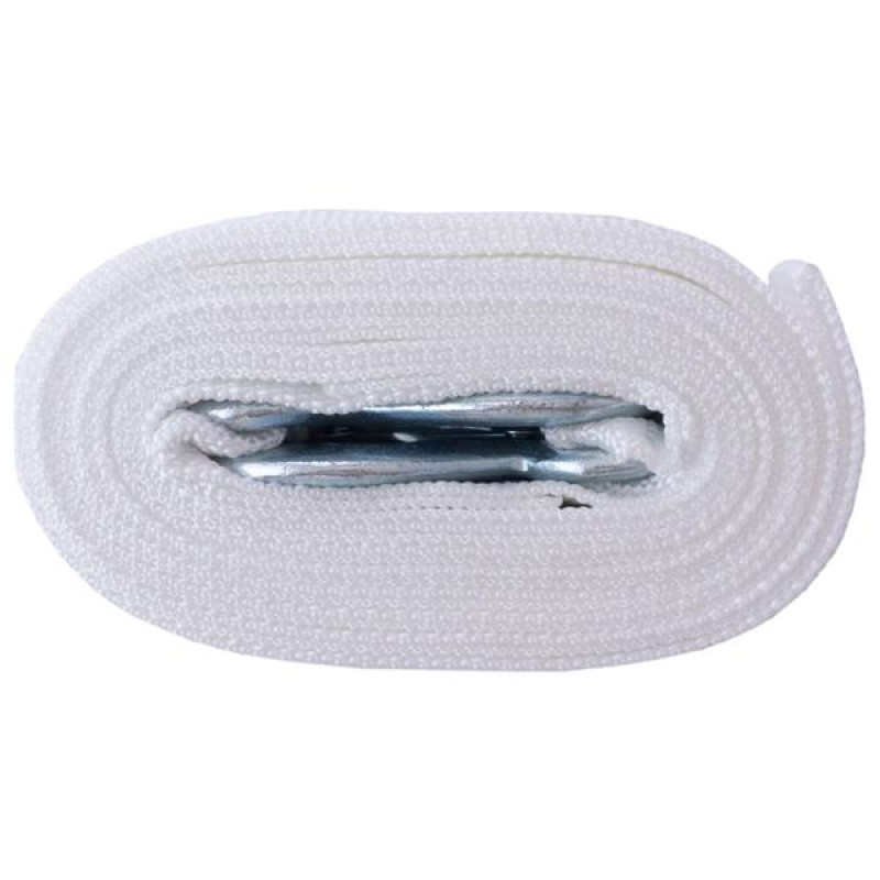 Трос буксирувальний білий 3 тонни, 5м × 50мм, гаки (пакет) (СИЛА - Інструмент)