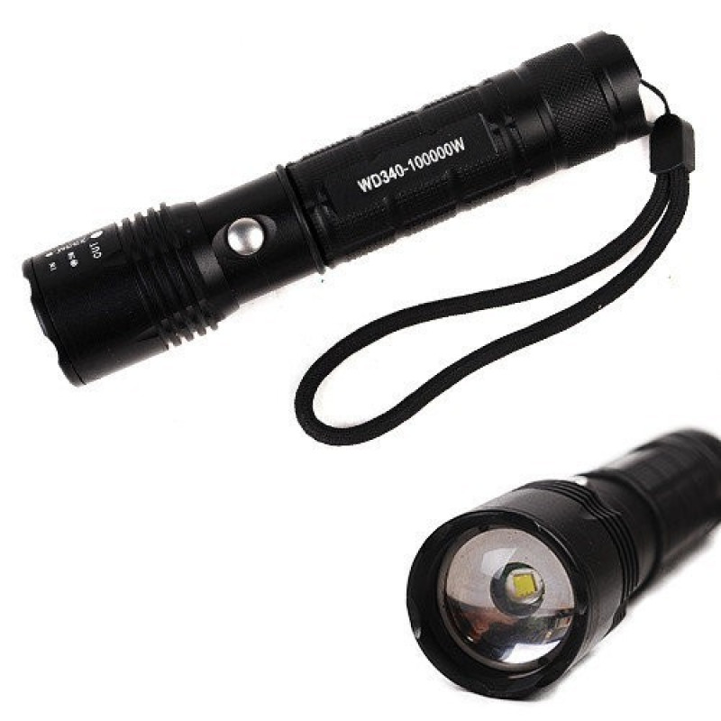 Ліхтар 340 POLICE ZOOM МОНОкріст, 3 режими, Li-ion акк. + ЗУ 220V + 12V, 160 * 35мм, коробка