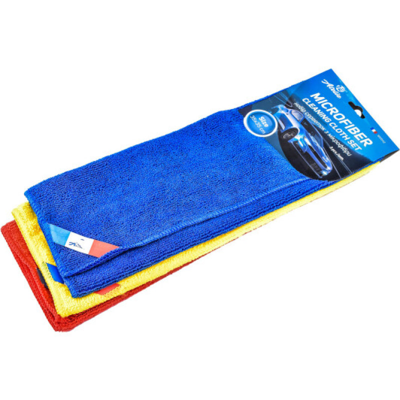 Набір серветок з мікрофібри універсальних 3шт 35х35 см (синя, жовта, червона)