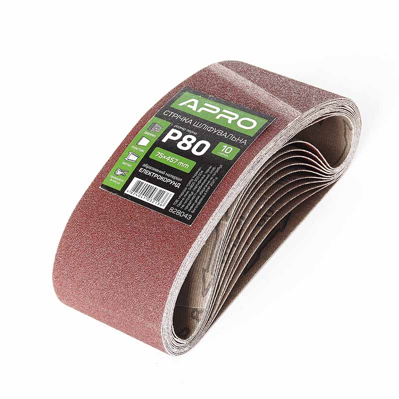 Стрічка шліфувальна нескінченна 75×457мм  P80 (10шт.)