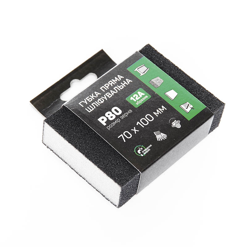 Губка шліфувальна чотиристороння пряма  P80