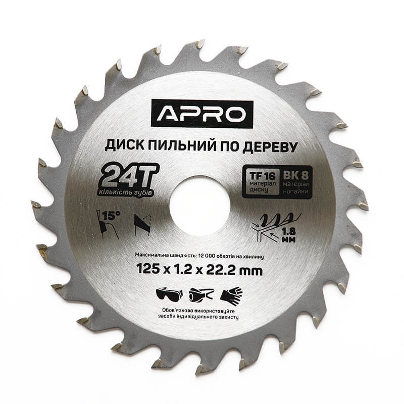 Диск пильний по дереву 125х22.2х24Т (APRO)
