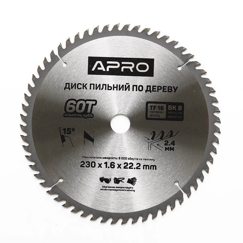 Диск пильний по дереву 230х22,2х60T (APRO)