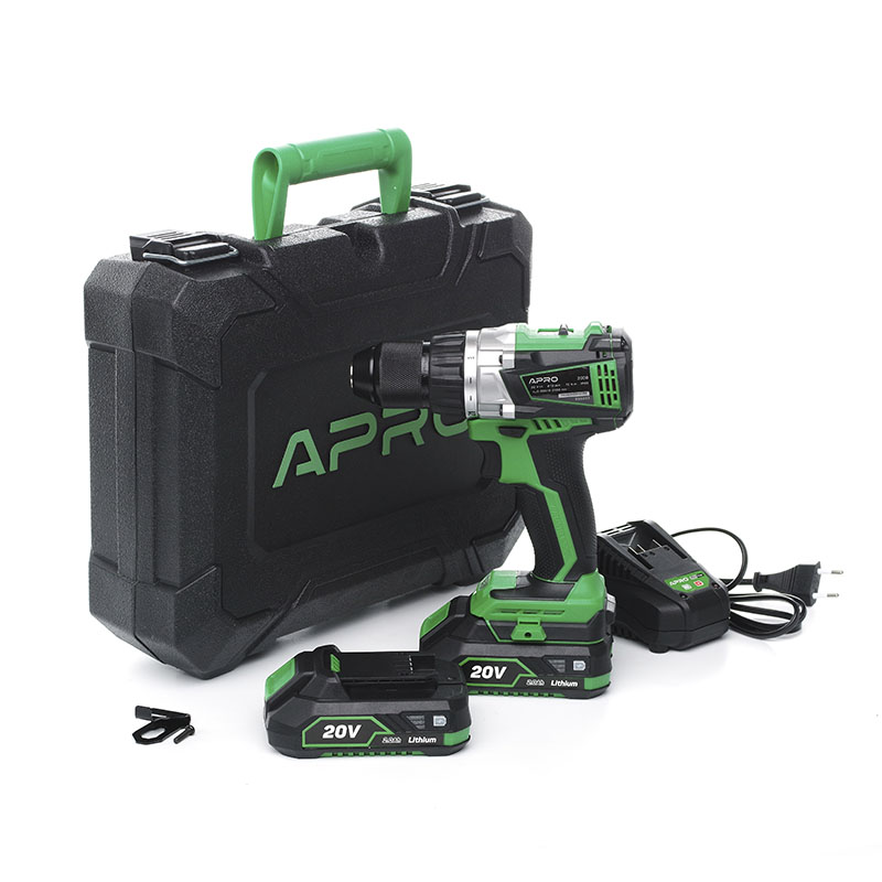 Дриль-шуруповерт Бесщітковий, мет.пат., 20В / 2А / ЗУ / кейс / 2АКБ / 20DB (APRO)