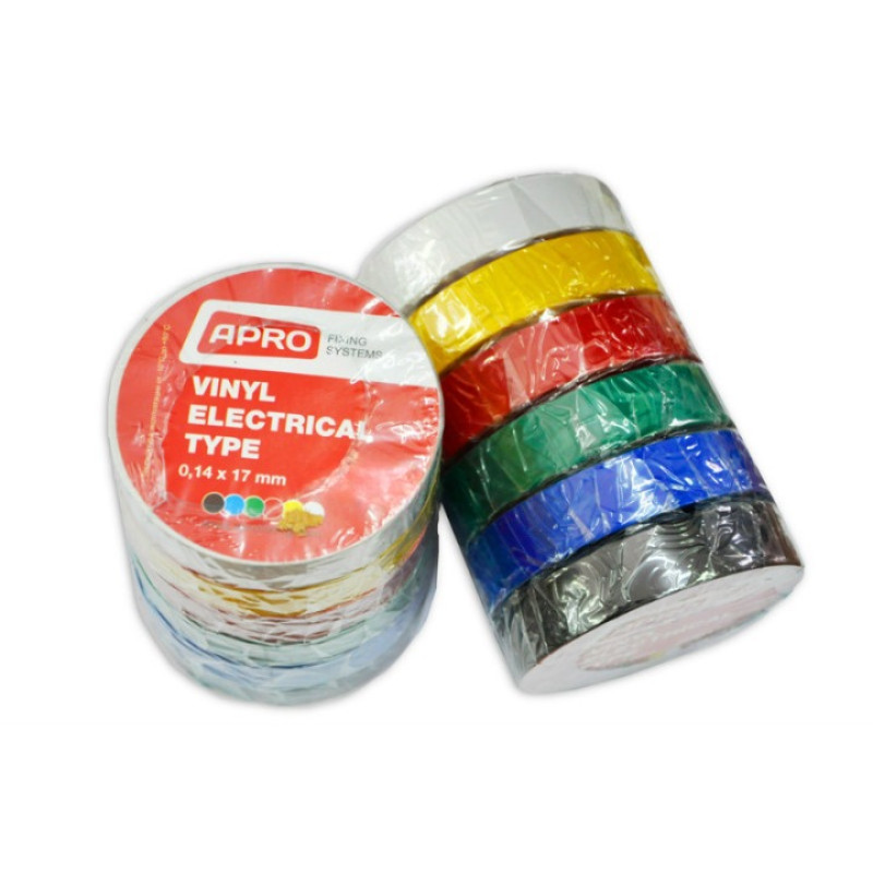 Набір ізоляційної стрічки (чорн, синя, черв, жовт, зел, біл) 0,14мм * 17мм * 10м