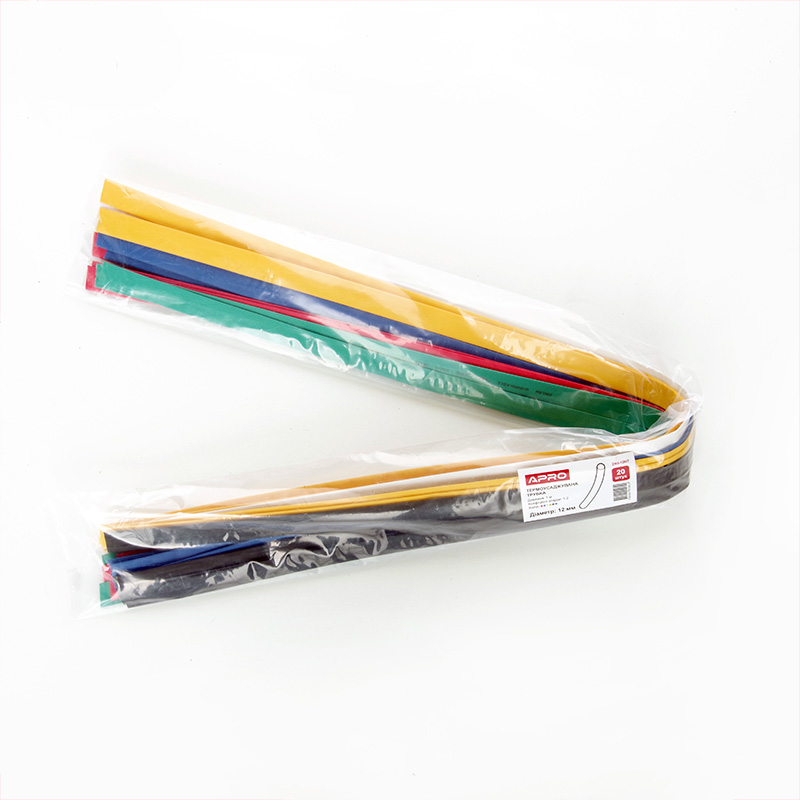 Термоусаджувальна трубка 12мм набір 6 кольорів (APRO, Туреччина)