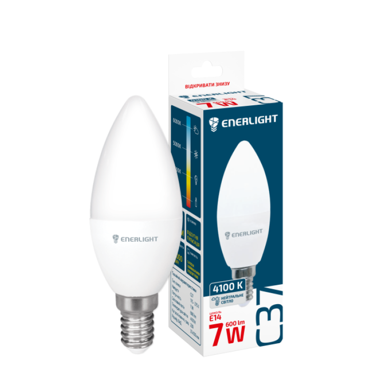 Лампа світлодіодна ENERLIGHT С37 7Вт 4100K E14
