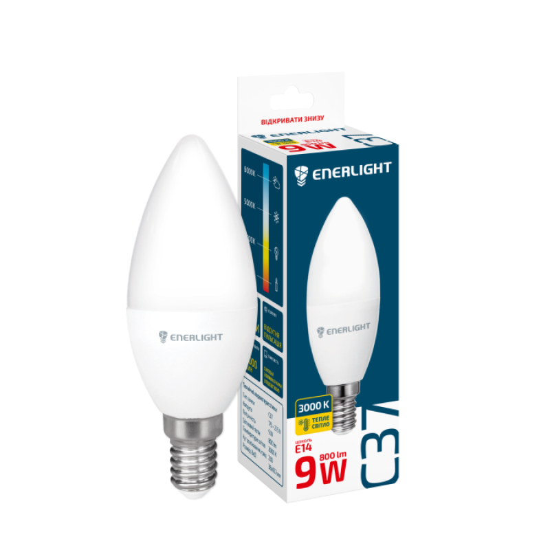 Лампа світлодіодна ENERLIGHT С37 9Вт 3000K E14