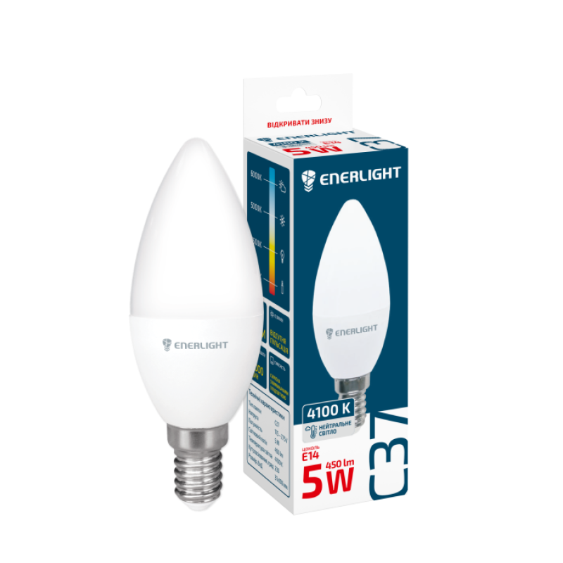 Лампа світлодіодна ENERLIGHT С37 5Вт 4100K E14