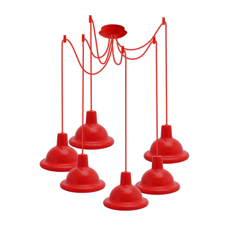 Світильник ERKA 1303-626, стельовий, 6*60W, 2м, червоний, Е27