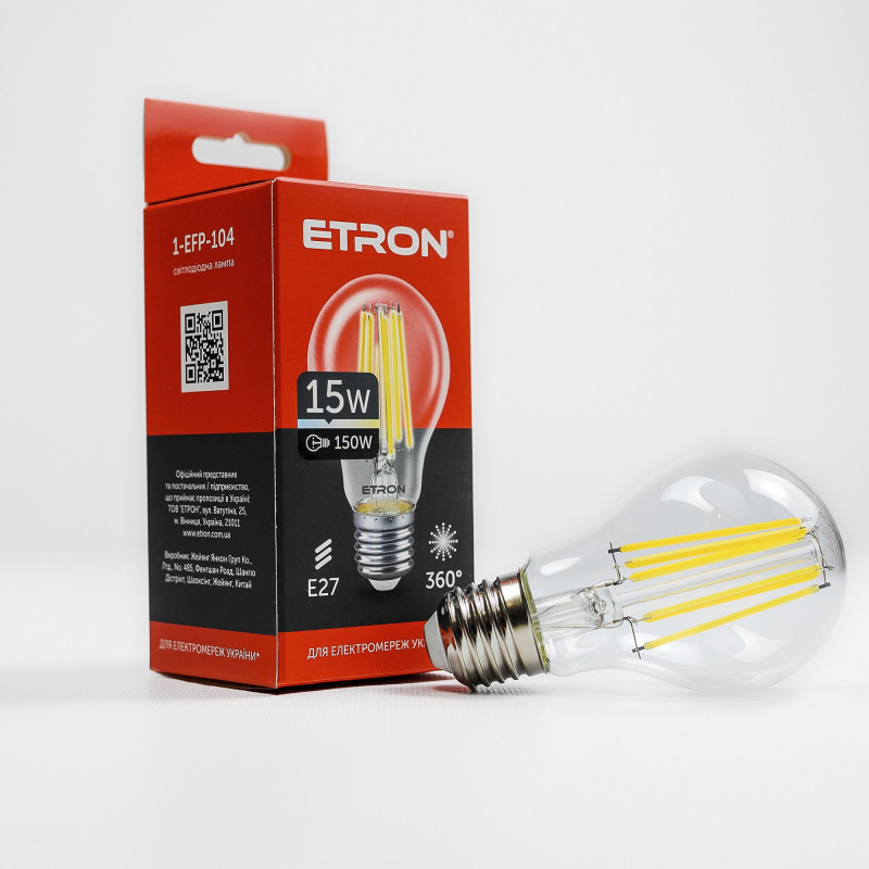 Лампа світлодіодна ETRON Filament Power 1-EFP-104 A60 15W 4200K E27