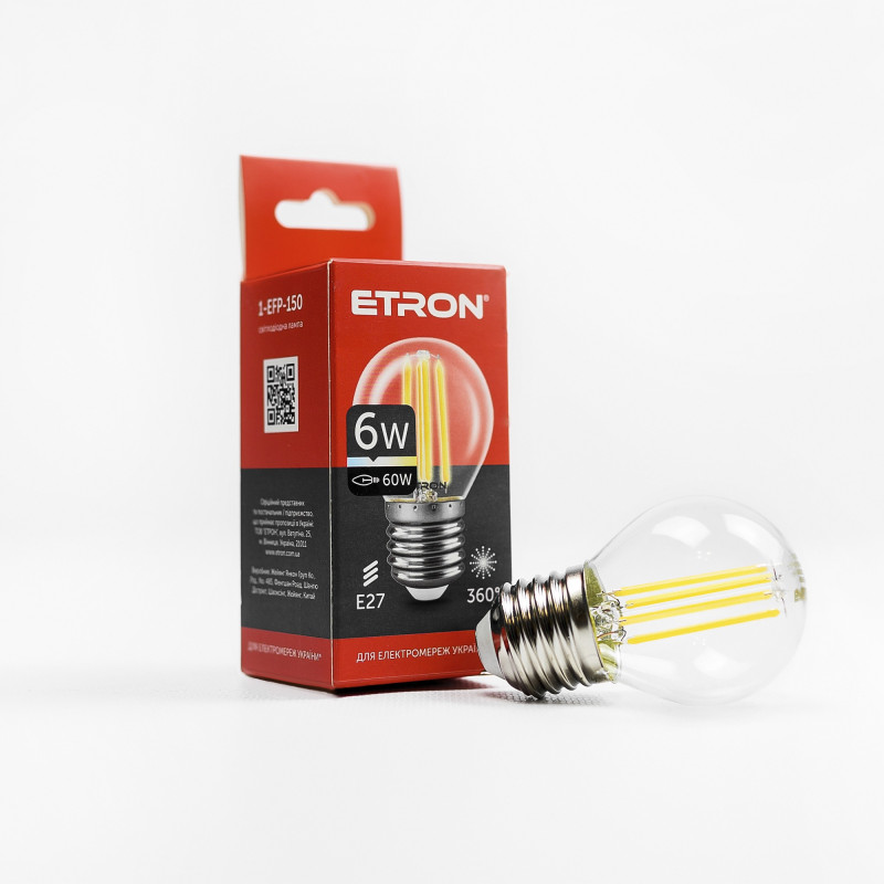 Лампа світлодіодна ETRON Filament Power 1-EFP-150 G45 E27 6W 4200K 