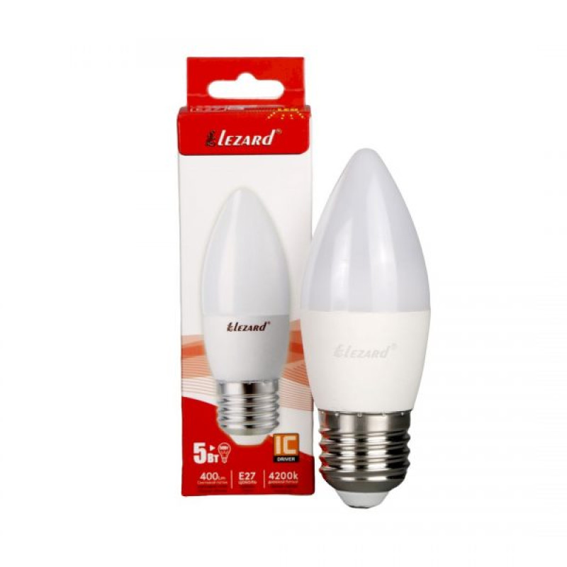 Лампа світлодіодна LED CANDLE B35 5W 4200K E27 220V Lezard (1/25/100 шт)