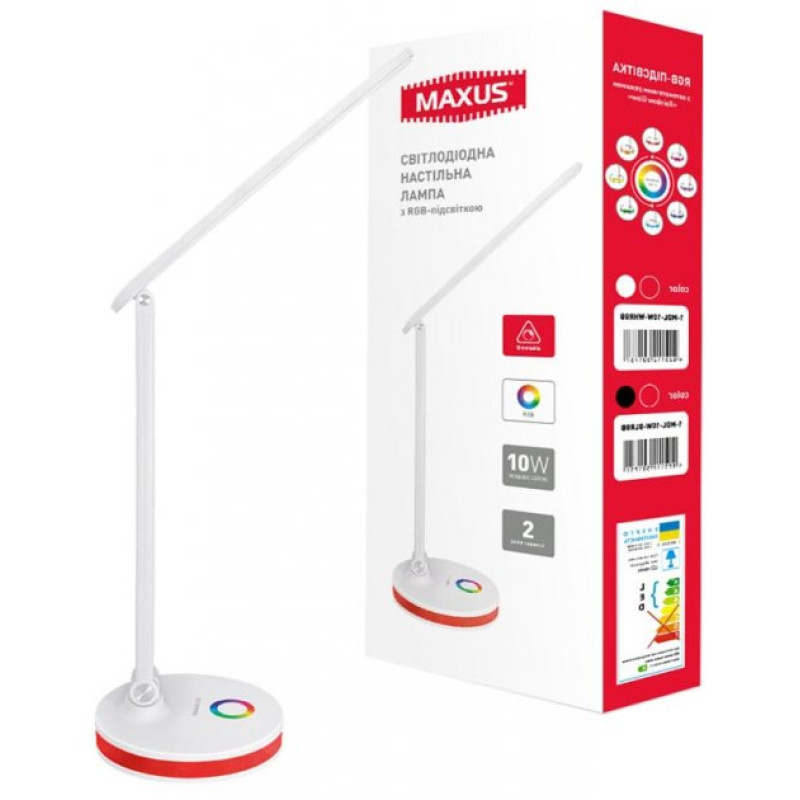 Лампа настільна MAXUS 1-MDL-10W-WHRGB DL 10W 3CCT WH RGB