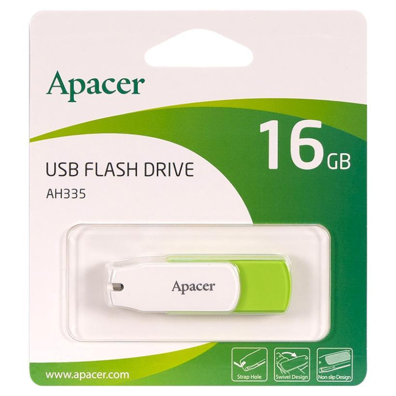 Флешка USB Apacer AH335 16Gb Green USB 2.0