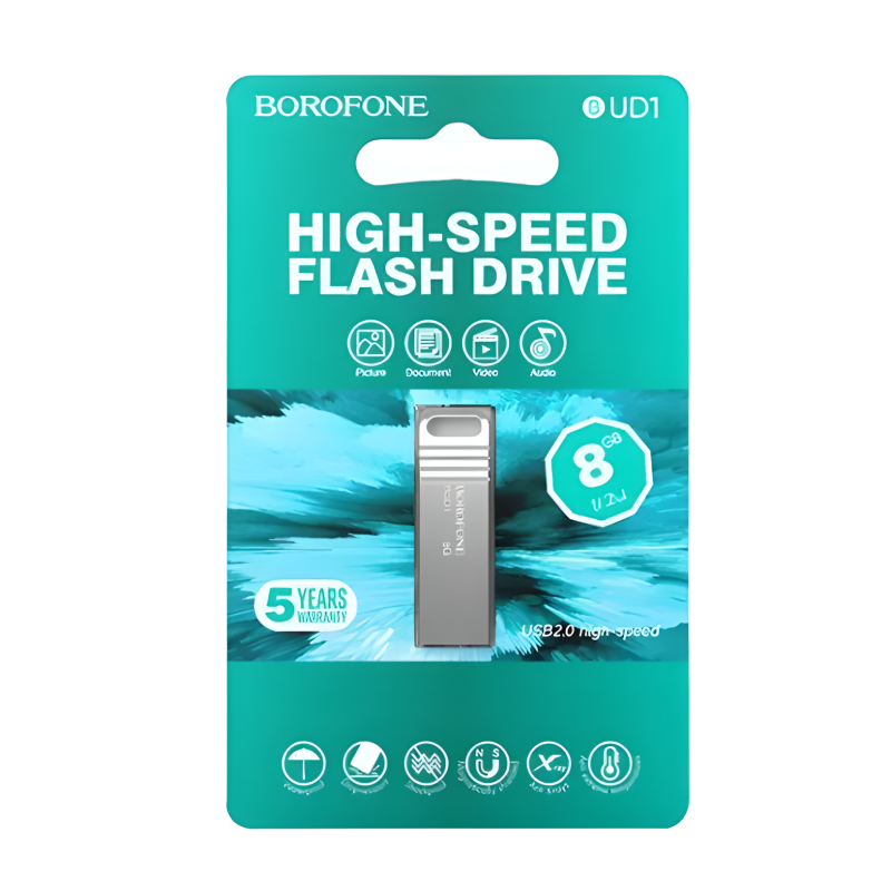 Флешка USB BOROFONE BUD1 Nimble high speed  8Gb silver