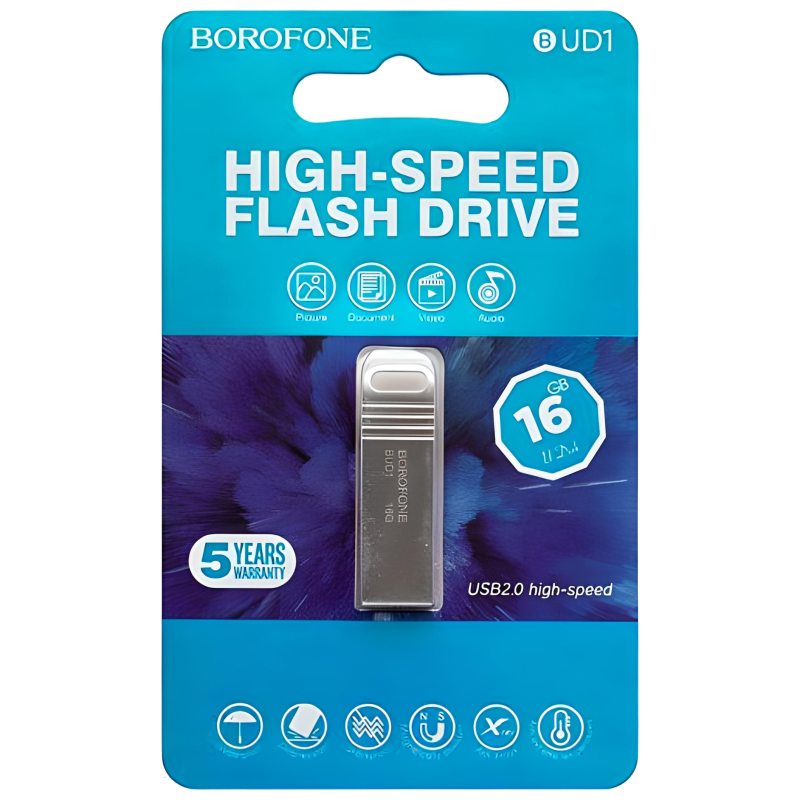 Флешка USB BOROFONE BUD1 Nimble high speed  16Gb silver